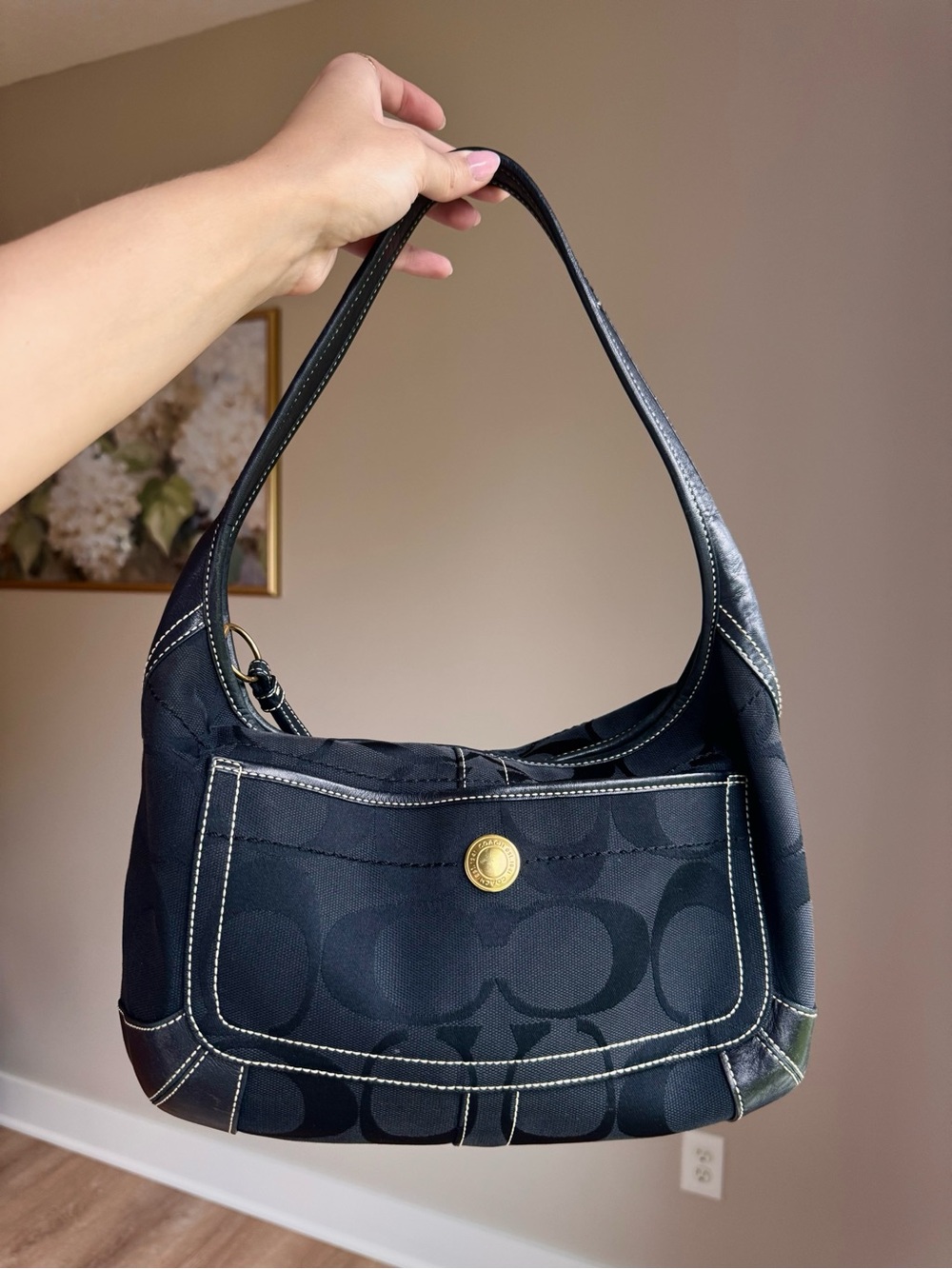 Vintage Coach black jacquard ergo hobo y2k shoulder bag